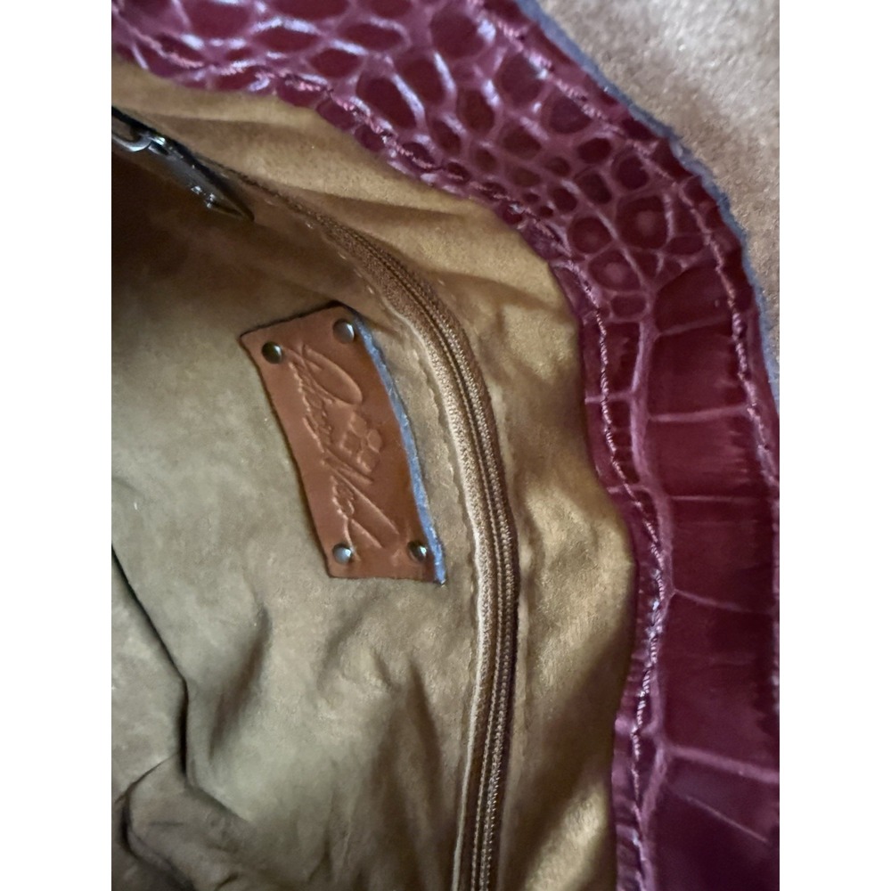 Patricia Nash Burgundy Croc Embossed Leather Convertible Backpack Crossbody Bag‎ - Picture 9 of 10